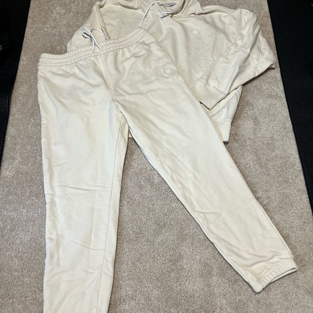 Peloton Together We Go Far Cream pullover Hoodie and jogger Set XL